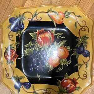 Vibrant Fruit Design Square Plate